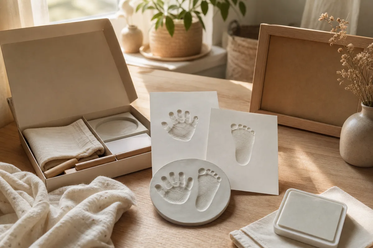 Empreintes de mains et de pieds de bebe : les kits qui tiennent dans le temps